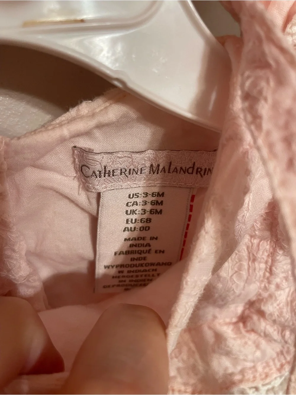 100% Cotton Pink Baby Romper with Ruffle Trim and matching bonnet